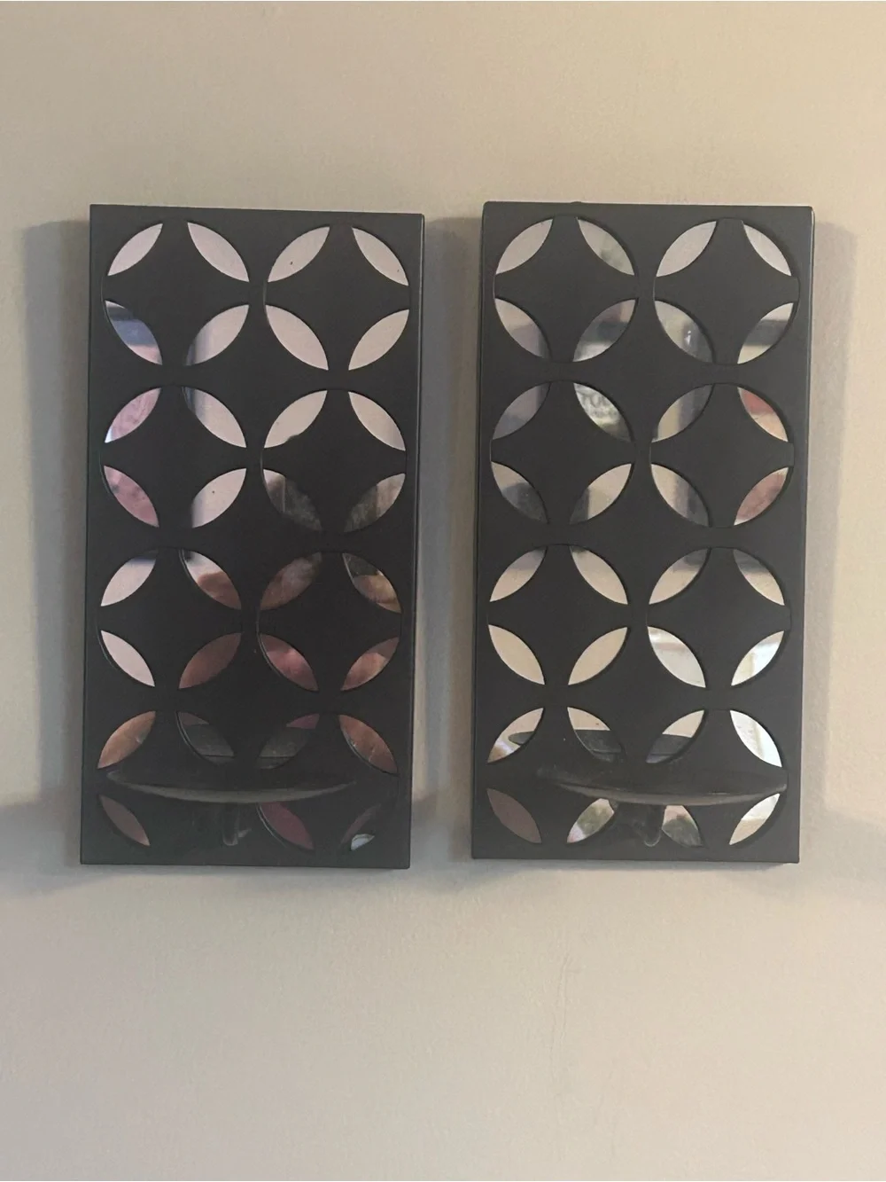 Black Decorative Wall Sconce Pair - Modern Circle Cutout Design